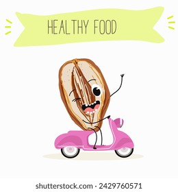 Cute  cartoon dates, date fruit characters with different activities. Flat vector illustration, funny fruits. Organic food.