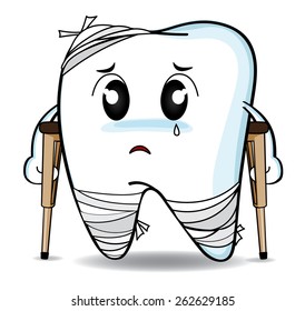 Cute cartoon Decay tooth or injury