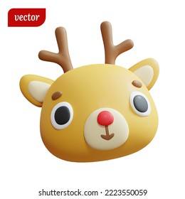Cute cartoon deer. 3D illustration vectorised, Christmas and new year character
