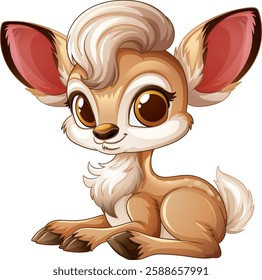 Cute cartoon deer with big eyes and ears