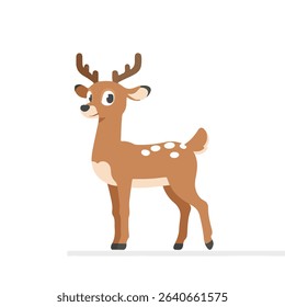 Cute Cartoon Deer Character Illustration on White Background