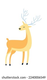 Cute cartoon deer flat icon Wild animal. Vector illustration