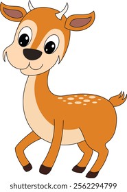 Cute Cartoon Deer Illustration with Big Eyes