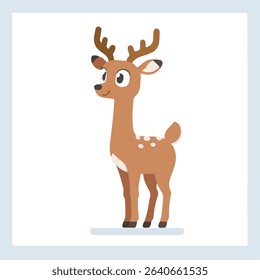 Cute Cartoon Deer Illustration with Spots and Antlers