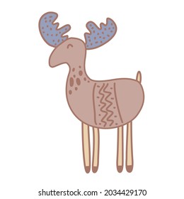 Cute cartoon deer in nursery scandinavian design