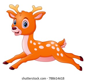 Cute cartoon deer running
