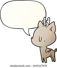 cute cartoon deer with speech bubble in smooth gradient style