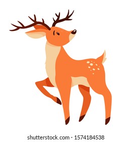 Cute cartoon deer. Vector illustration on a white background.