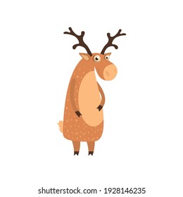 Cute cartoon deer. Vector illustration isolated on white background.