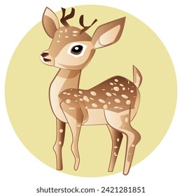 Cute Cartoon Deer Vector Illustration
