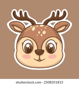 Ilustración vectorial linda del ciervo de la historieta aislada en un fondo blanco