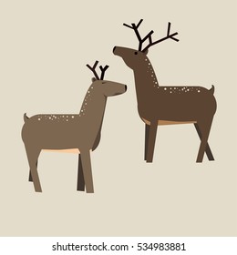 Cute cartoon deer. Vector Illustration isolated on background