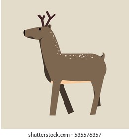 Cute cartoon deer. Vector Illustration isolated on background