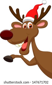 Cute cartoon deer waving