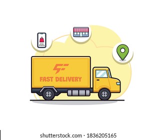 Cute cartoon delivery truck design vector illustration