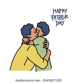 Cute cartoon design of a father hugging his son. Father's day illustration design.family, vector cartoon