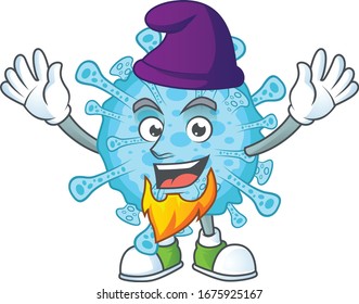 Cute cartoon design of fever coronavirus performed as an Elf