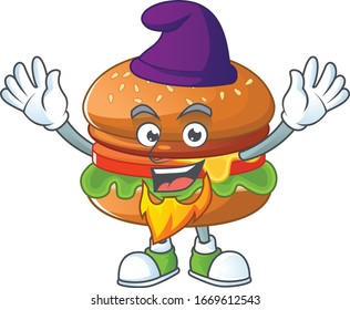 Cute cartoon design of hamburger performed as an Elf