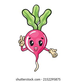 Cute cartoon design of a happy beetroot, vegetables for kids