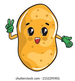 Cute cartoon design of a happy potato, vegetables for kids