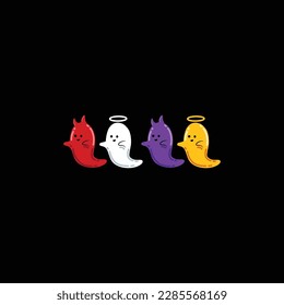 Cute cartoon devil and angel loading