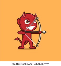 cute cartoon devil archery sport