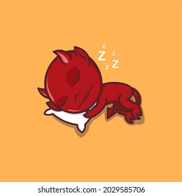 cute cartoon devil fast asleep. for mascot logo or sticker
