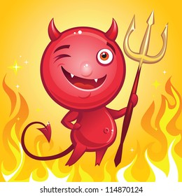 Cute Cartoon Devil Wink