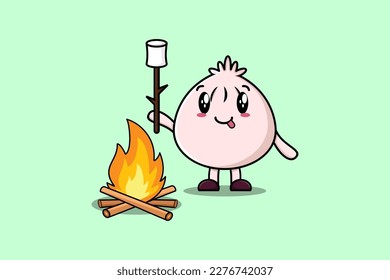 Cute Cartoon-Dim-Summen-Charakter brennt Marshmallow