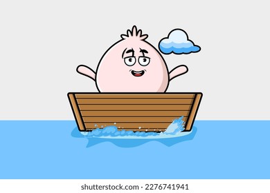 caricatura linda Dim sum sube al bote en ilustración de carácter vector