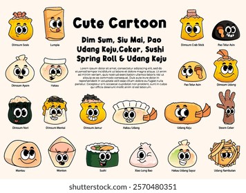 Cute Cartoon Dim Sum and Siu Mai