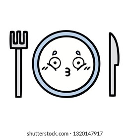 cute cartoon of a dinner plate
