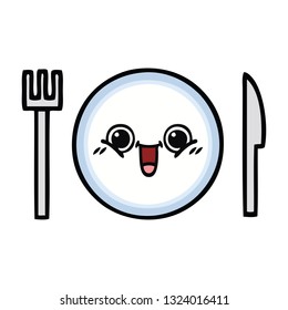 cute cartoon of a dinner plate