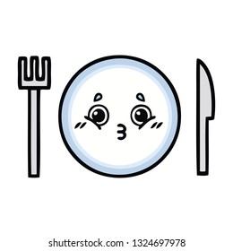 cute cartoon of a dinner plate