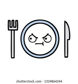 cute cartoon of a dinner plate