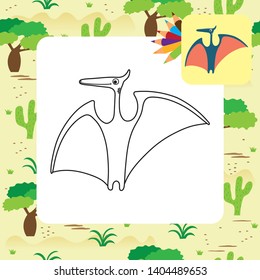 Cute cartoon dino coloring page. Vector illustration.