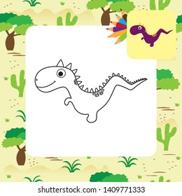 Cute cartoon dino coloring page. Vector illustration.