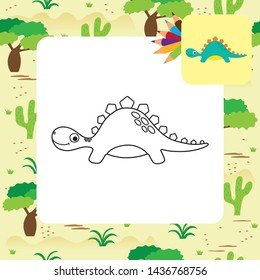 Cute Cartoon Dino Coloring Page Vector Stock Vector (Royalty Free