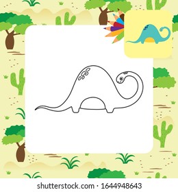 Cute cartoon dino coloring page. Vector illustration.