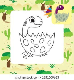 Cute cartoon dino coloring page. Vector illustration.