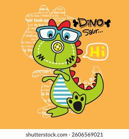 Cute cartoon dino , Flat Vector Illustration