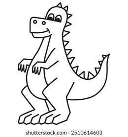 Lindo icono de dinosaurio de dibujos animados. Dibujo para colorear de dinosaurio. Adorable dinosaurio monstruo. Aislado sobre fondo blanco. El tiranosaurio de dibujos animados. Ilustración vectorial de contorno.