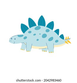 cute cartoon dino stegosaurus. dinosaur in children's cartoon style. cute dinosaur stock vector illustration isolated on white background.