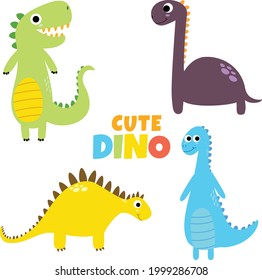 Cute cartoon dino vector collection