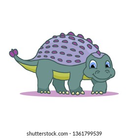 Cute Cartoon Dinosaur - Ankylosaurus colorful. Vector illustration