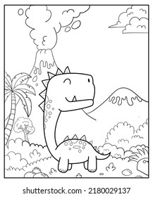 cute cartoon dinosaur apatosaurus, funny illustration, coloring book for kids and children.