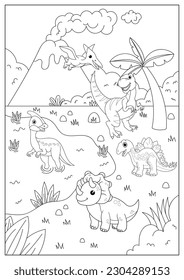 cute cartoon dinosaur apatosaurus, funny illustration, coloring book for kids and children.