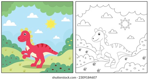 lindo dibujo animado dinosaurio apatosauro, graciosa ilustración, libro de colorear para niños y niños.