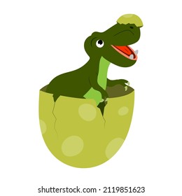 cute cartoon dinosaur baby tyrannosaurus in an egg. vector isolated on a white background