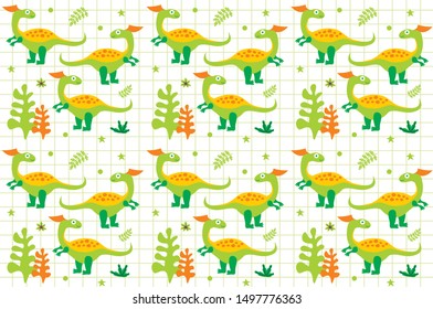 Cute Cartoon Dinosaur Background Pattern Stock Vector